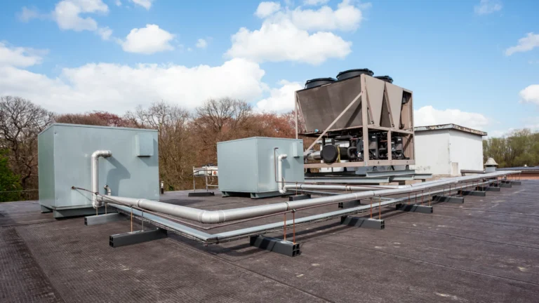 hvac on a commercial flat asphalt roof